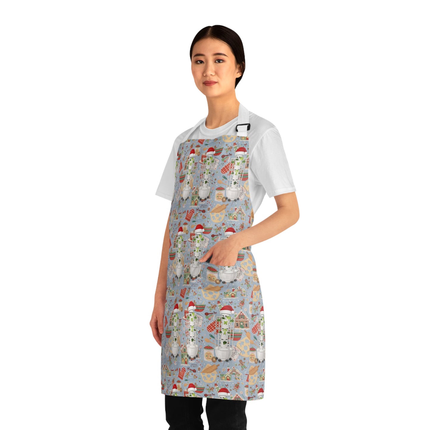 Christmas Snowman Apron – Festive Holiday Kitchen Apron with Santa Hat Design