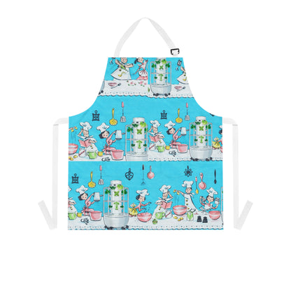 Retro Kitchen Apron — Cute Chef & Baking Pattern on Blue