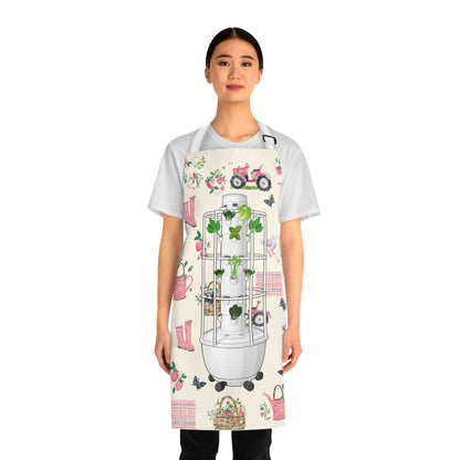 Garden Harvest Apron — Floral Tractor & Planter Pattern