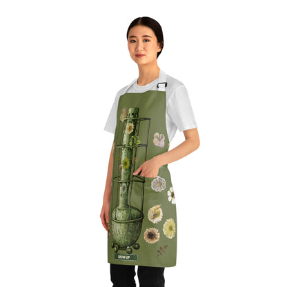 Botanical Grow Up Apron — Green Floral Garden Planting Apron