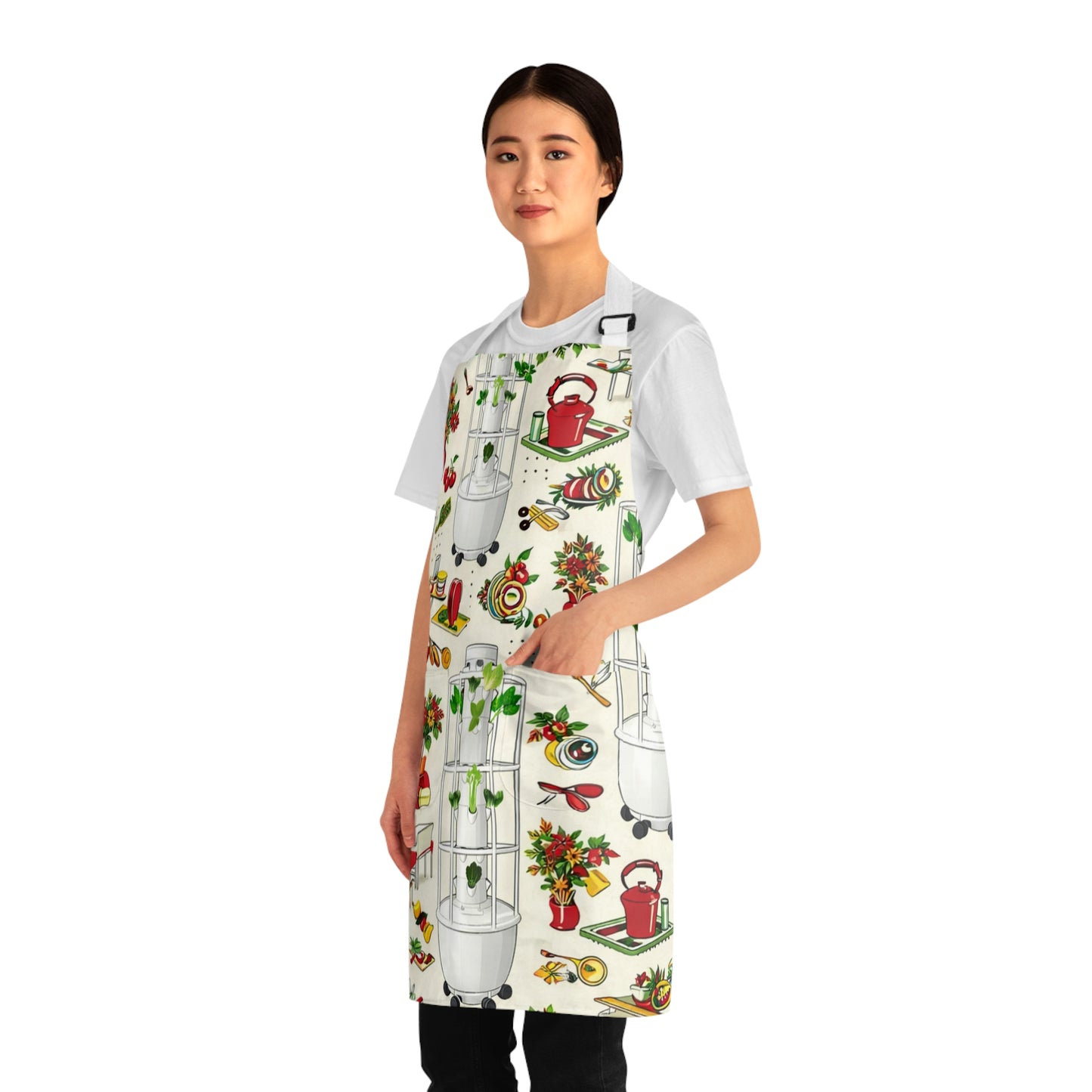 Hydroponic Garden Apron — Indoor Herb & Planter Print for Home Cooks