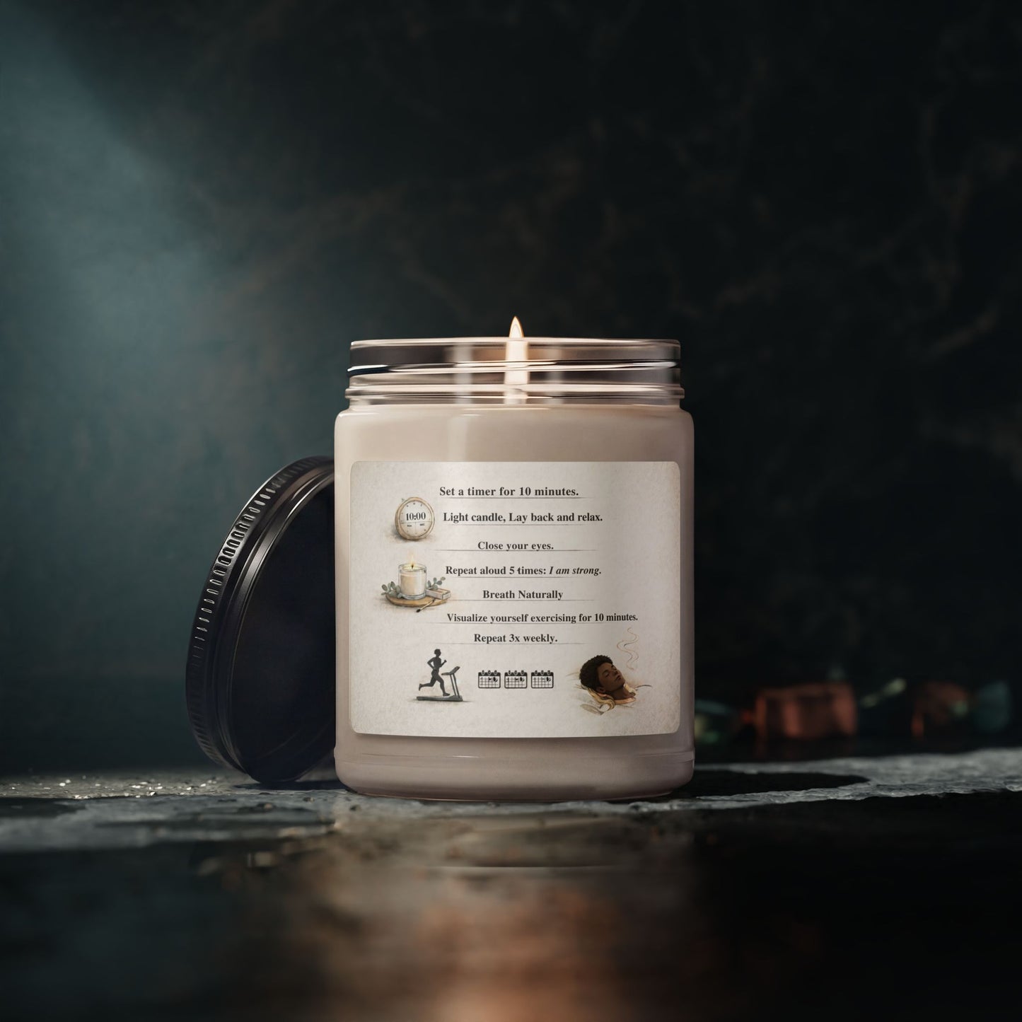 9oz Scented Soy Candle — Guided Relaxation Aromatherapy (Light, Breathe, Rest)