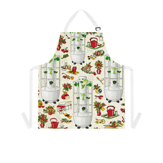 Hydroponic Garden Apron — Indoor Herb & Planter Print for Home Cooks
