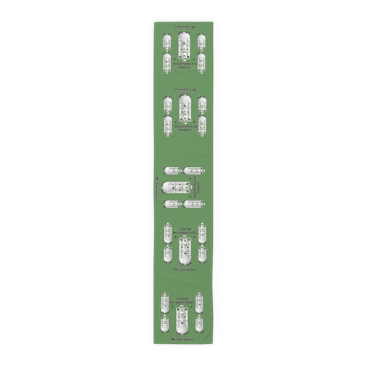 Green Botanical Table Runner — 'I Grow My Own Food' Garden Design