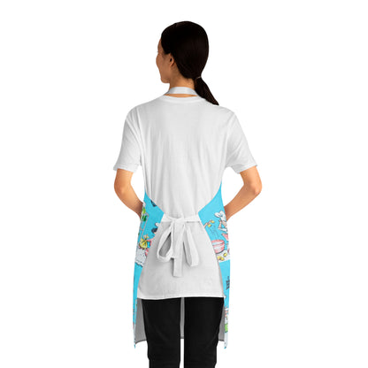 Retro Kitchen Apron — Cute Chef & Baking Pattern on Blue