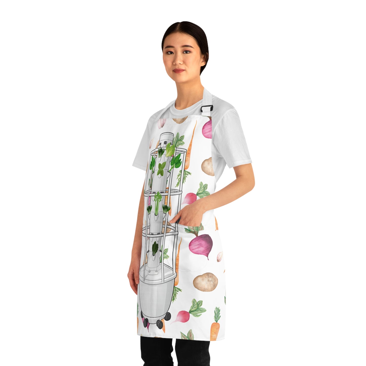 Hydroponic Tower Garden Apron – Vegetable Pattern Gardening Chef Apron
