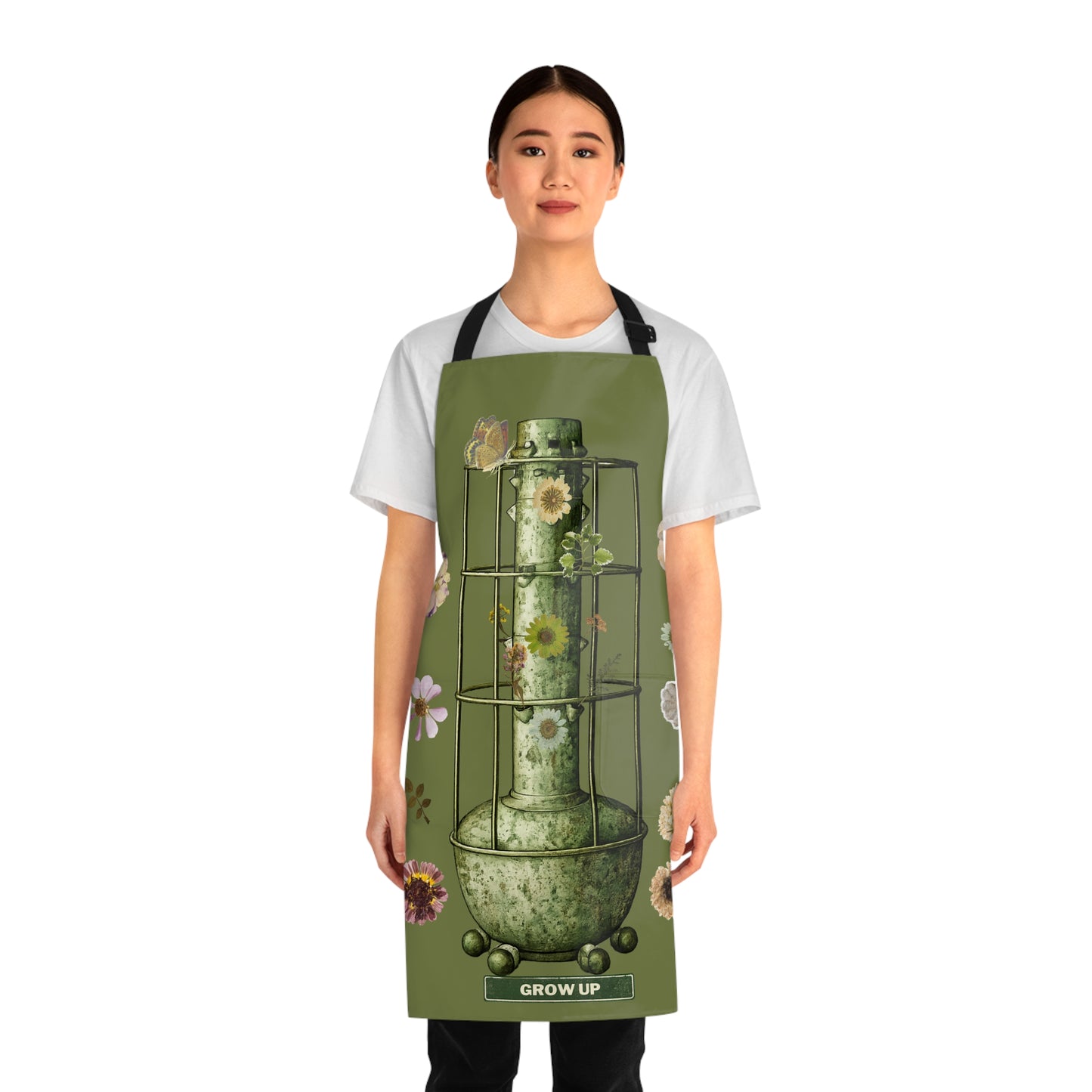 Botanical Grow Up Apron — Green Floral Garden Planting Apron