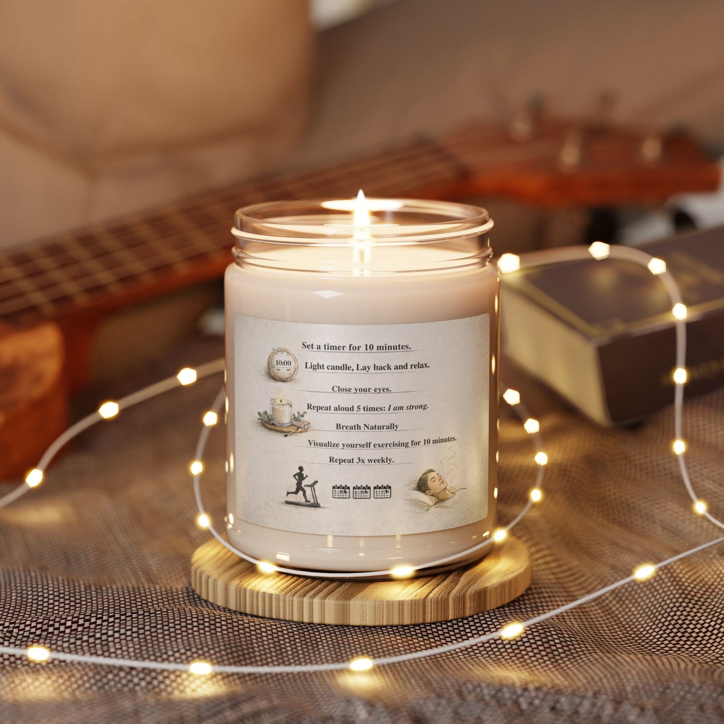 Relaxation Scented Soy Candle — 9oz Aromatherapy Candle with Guided Calm Instructions