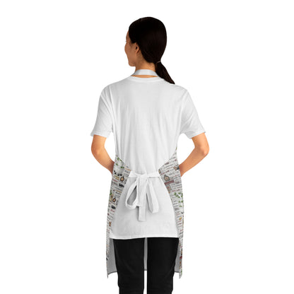 Vintage Kitchen Recipe Print Apron — Rustic Baking & Herb Illustration Chef Apron