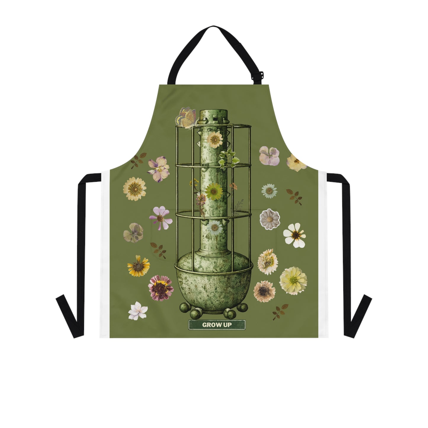 Botanical Grow Up Apron — Green Floral Garden Planting Apron