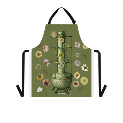 Botanical Grow Up Apron — Green Floral Garden Planting Apron