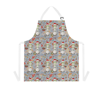 Christmas Snowman Apron – Festive Holiday Kitchen Apron with Santa Hat Design