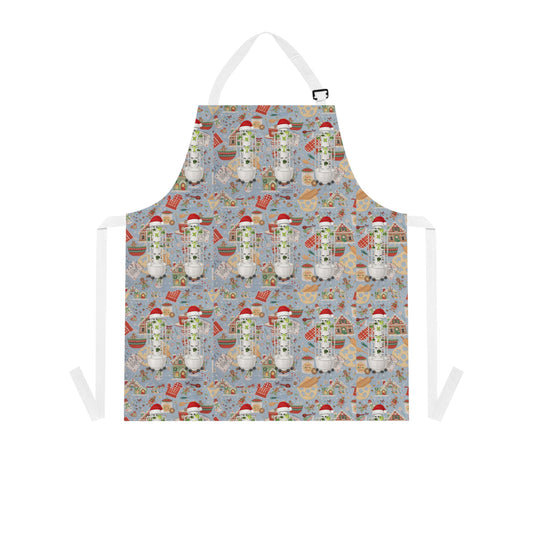 Christmas Snowman Apron – Festive Holiday Kitchen Apron with Santa Hat Design