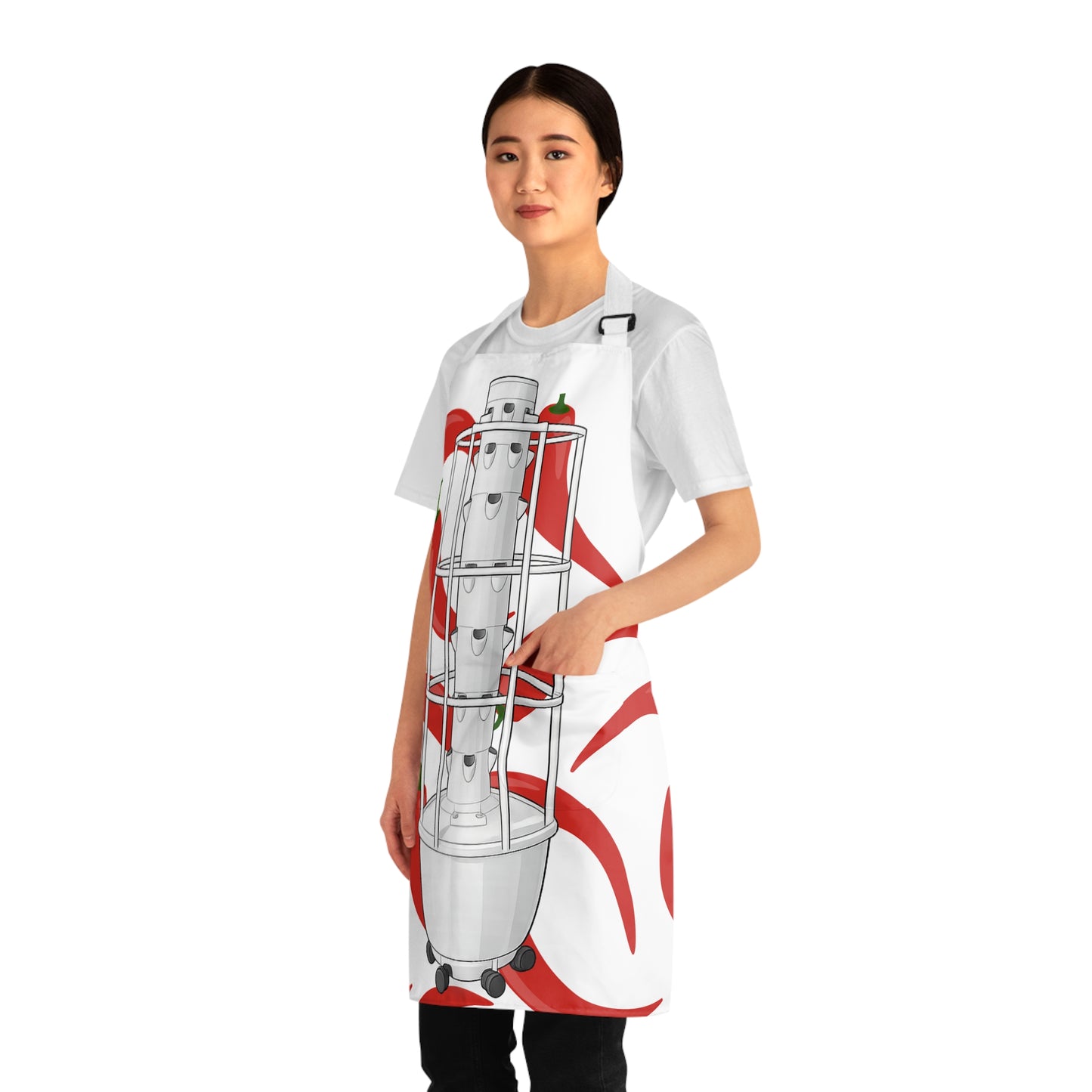 Apron - Red Chili Pepper Hydroponic Tower Garden Pattern