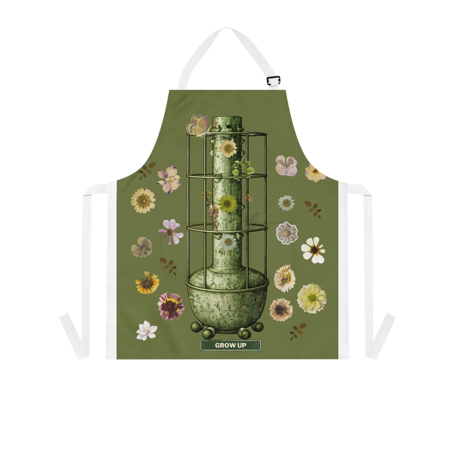Botanical Grow Up Apron — Green Floral Garden Planting Apron