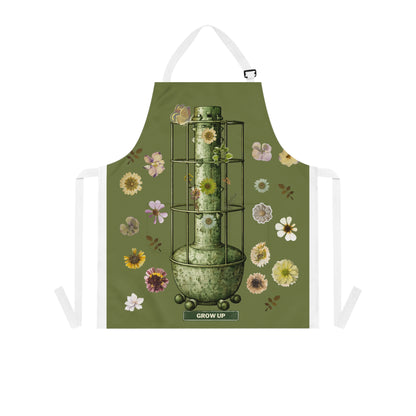 Botanical Grow Up Apron — Green Floral Garden Planting Apron