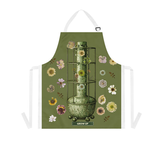 Botanical Grow Up Apron — Green Floral Garden Planting Apron