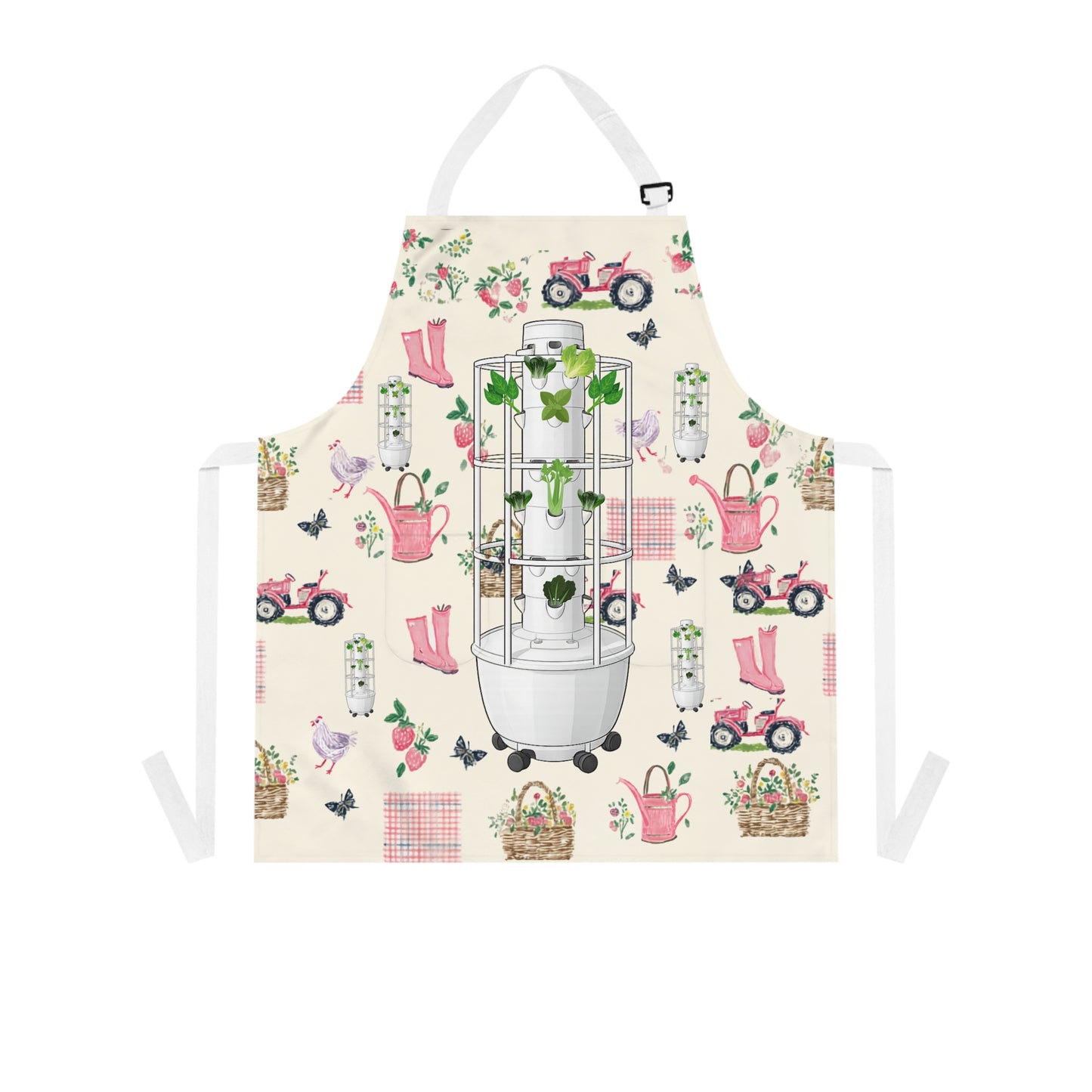 Garden Harvest Apron — Floral Tractor & Planter Pattern