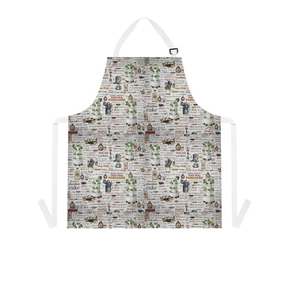 Vintage Kitchen Recipe Print Apron — Rustic Baking & Herb Illustration Chef Apron