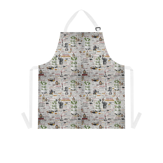 Vintage Kitchen Recipe Print Apron — Rustic Baking & Herb Illustration Chef Apron